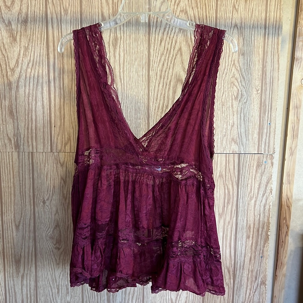 Maroon Lace Free People Tank